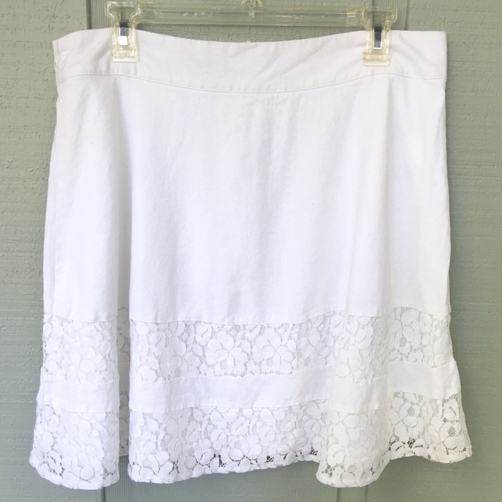 Maurices White A-Line Skirt with Lace Trim